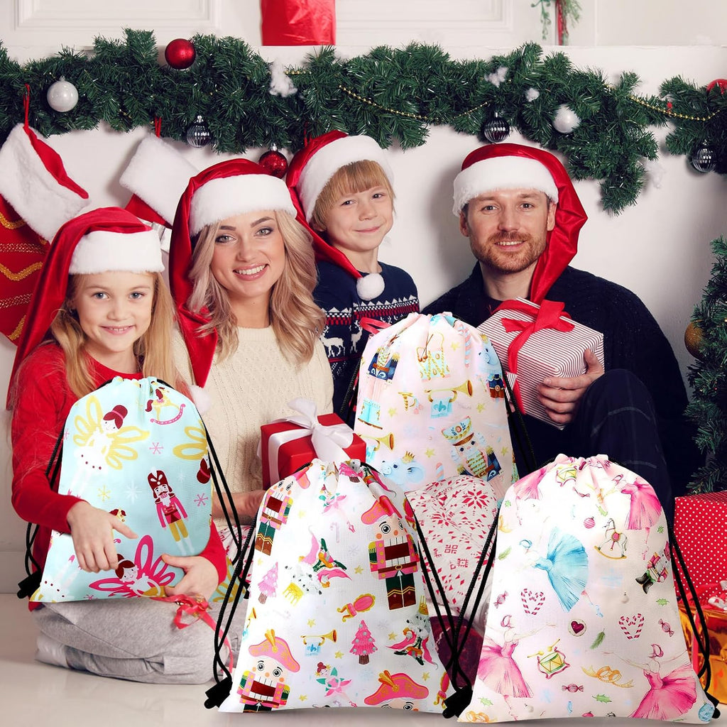 sweetude 24 pcs christmas nutcracker drawstring bags 12, side view