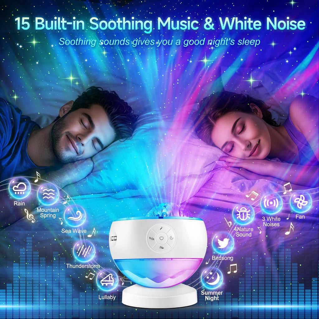iceberg northern lights projector, white galaxy projector with, side view