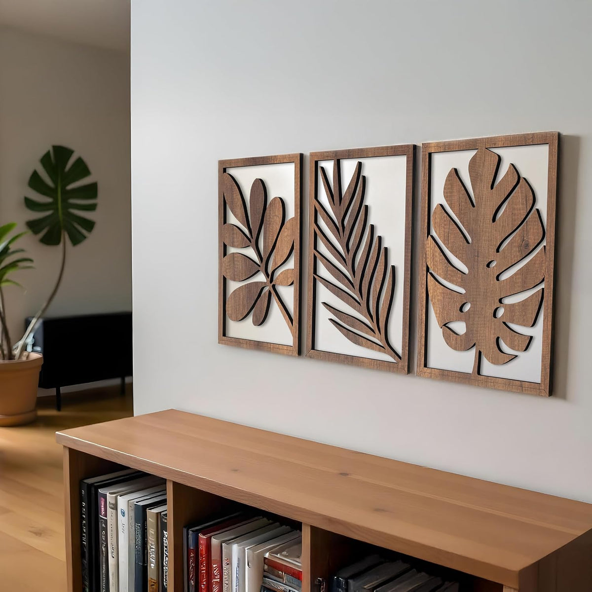 qmmp modern wooden wall sculptures - set of, package contents