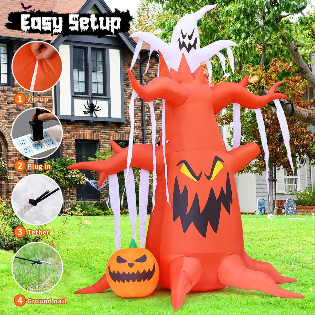 goosh 10 ft halloween inflatables tree outdoor decorations showing dimensions