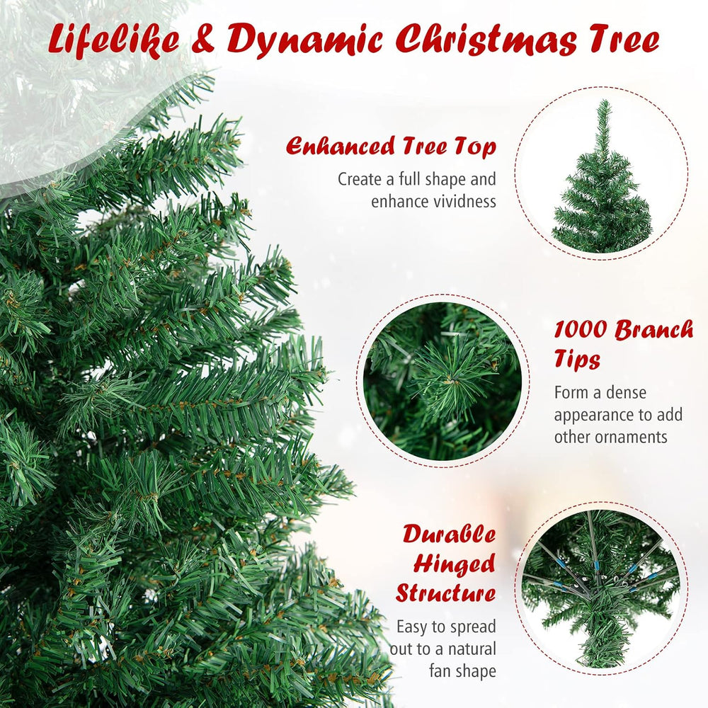 Goplus 6ft Artificial Christmas Tree with 1000 Branch Tips, Hinged