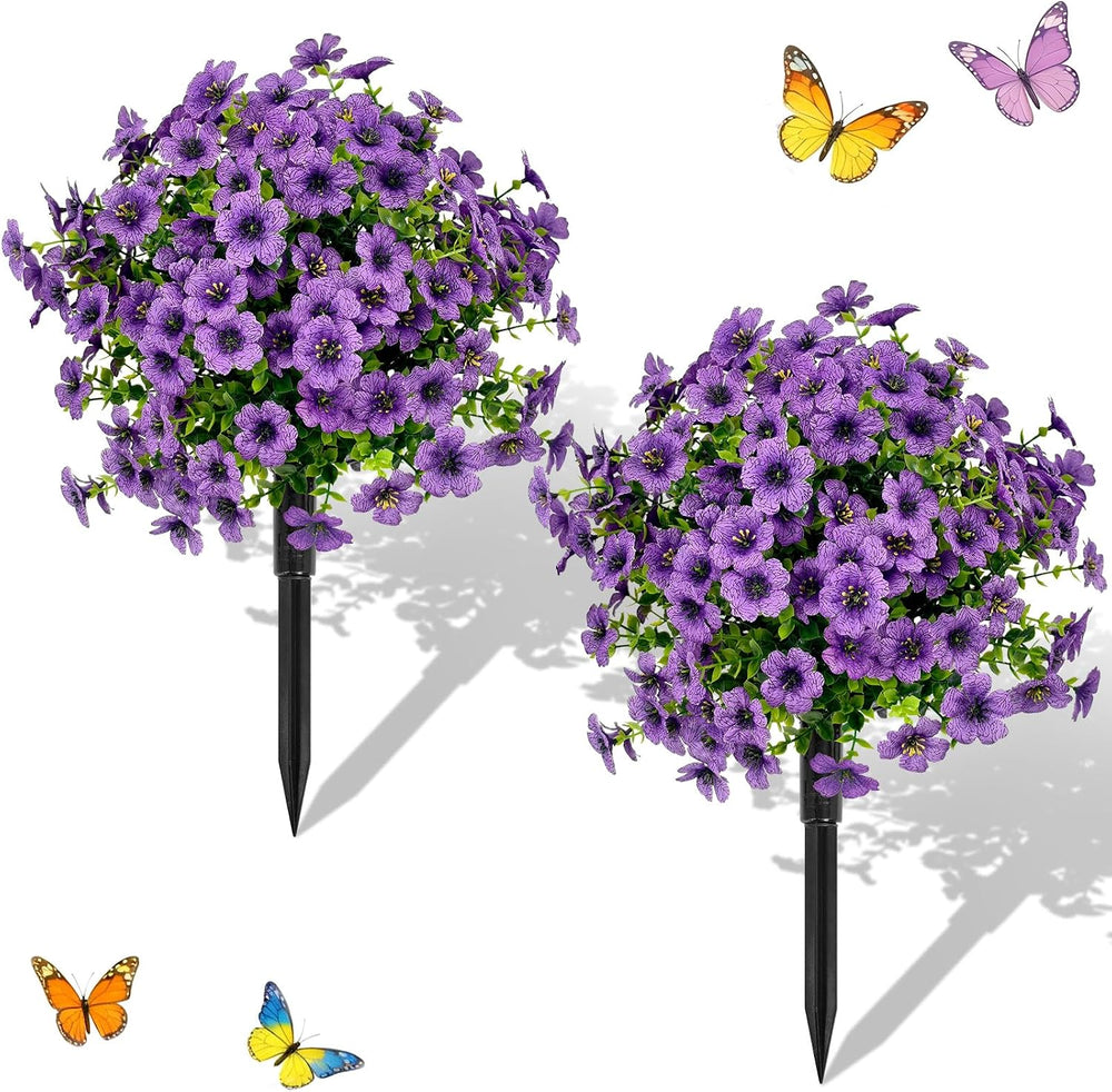 2 Pack Artificial Flowers for Outdoor, Fake Bushes and Shrubs 21''