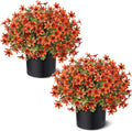 2 Set Fake Fall Eucalyptus＆Campanula Topiary Ball Tree for Porch(Orange)