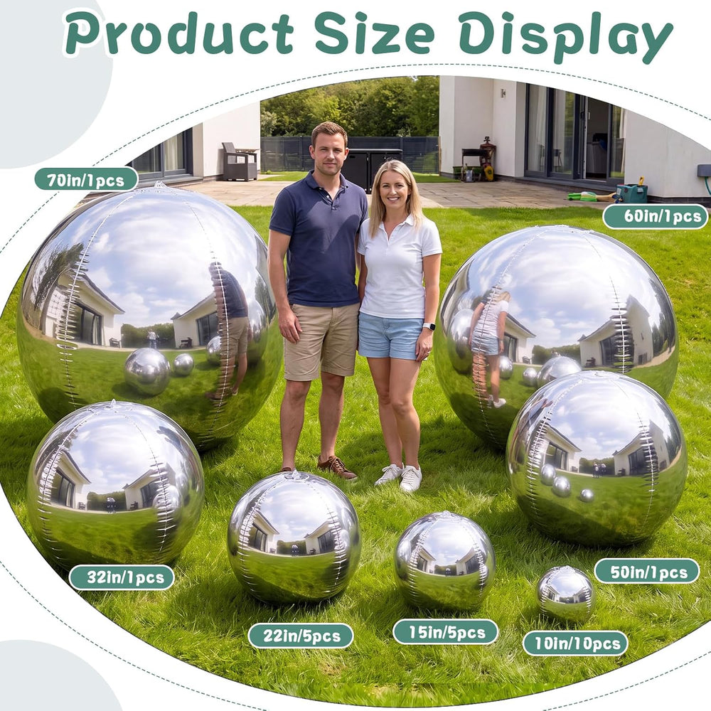 24 Pcs Giant Metallic Party Balloons, Assorted Size,Silver