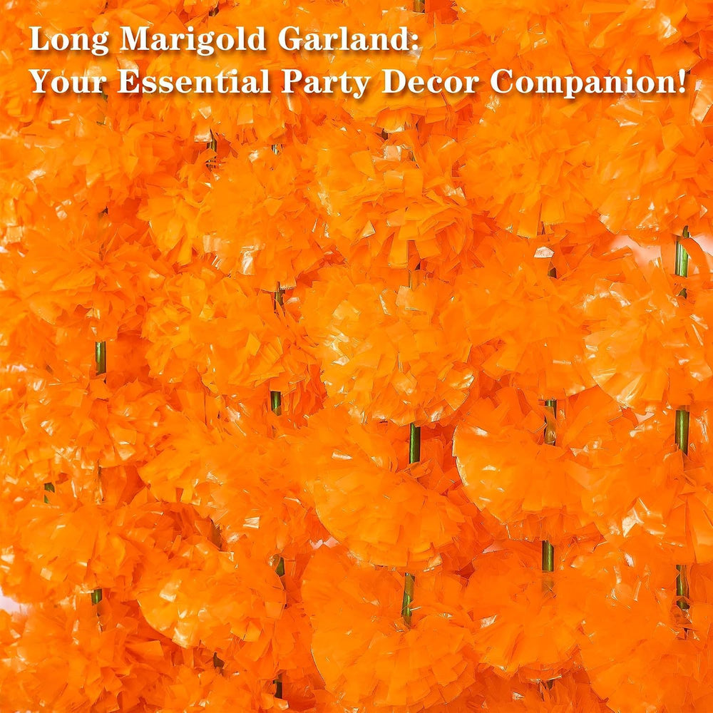 11 Pieces 5 Feet Long Marigold Garland Bulk Light Orange Indian American Wedd...