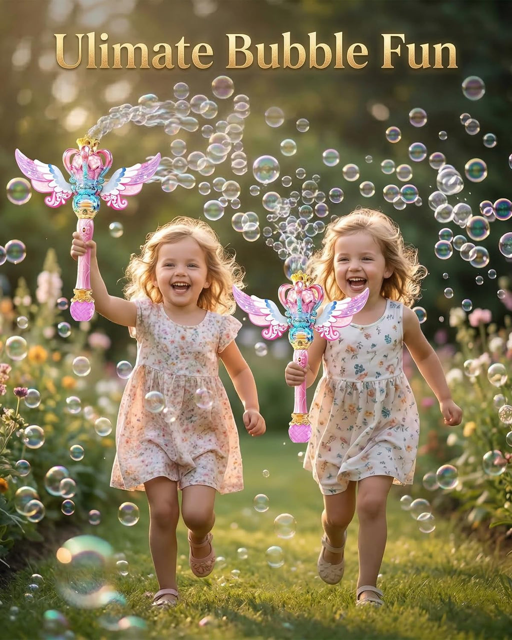 uregoio 2 pack spinning light up princess bubble showing dimensions