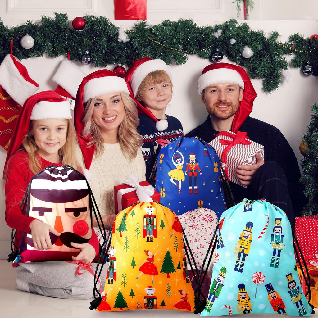 sweetude 24 pcs christmas nutcracker drawstring bags 12 showing dimensions