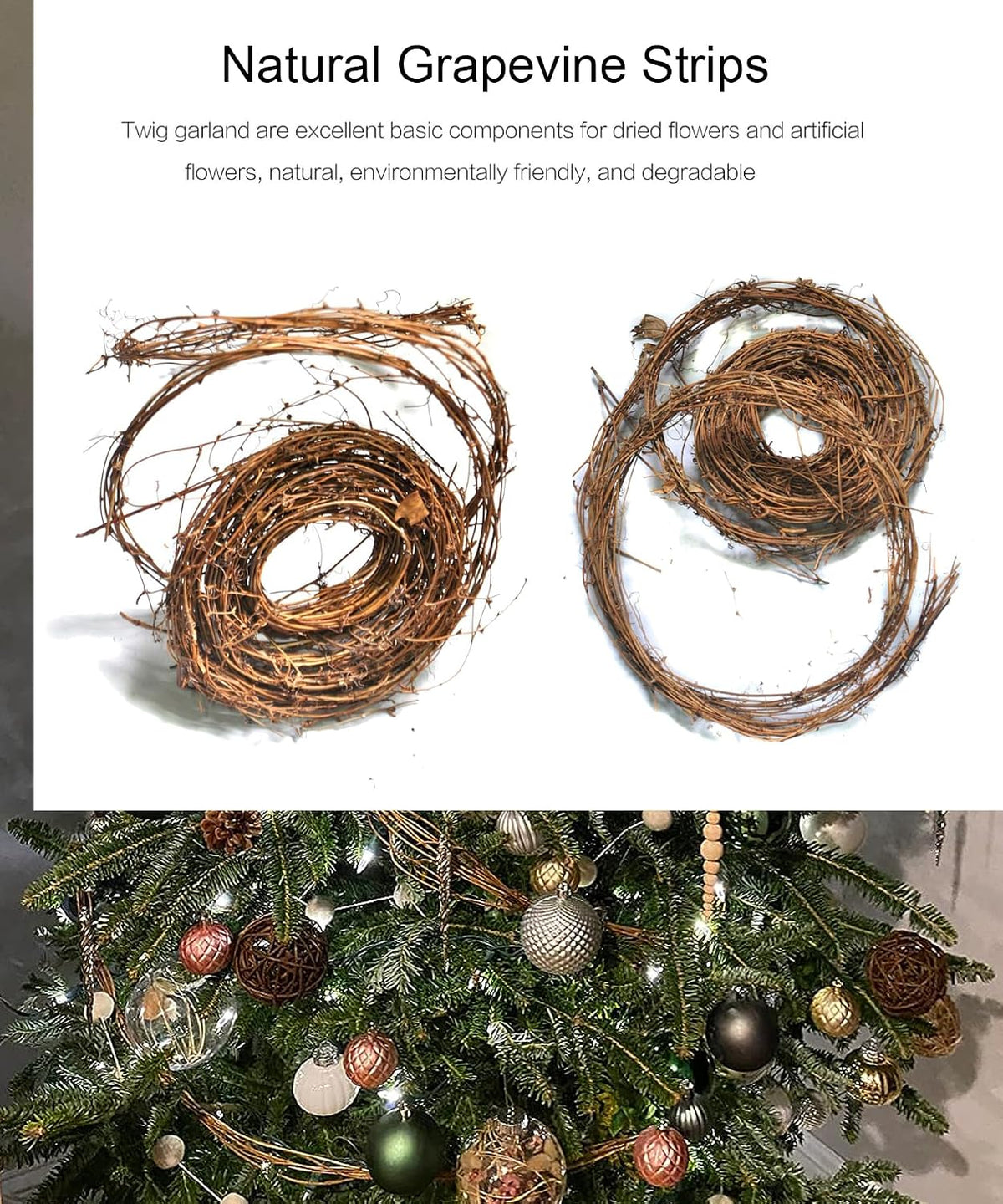 4 Pack 15 Feet DIY Crafts Natural Grapevine Twig Vine Garland Wreaths for Wedding House Holiday Door Wall Decor