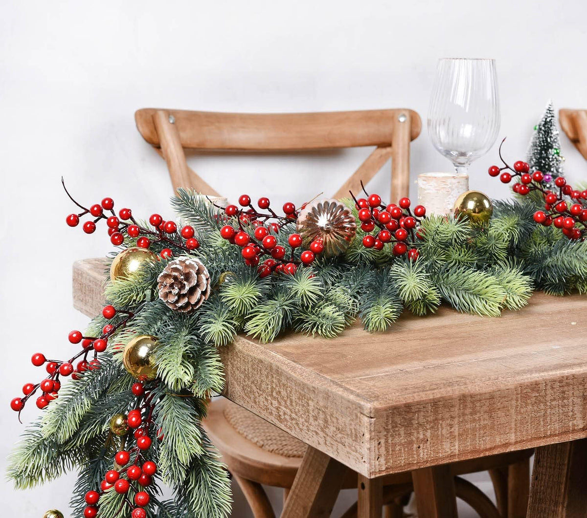 6 Feet Artificial Christmas Pine Garland Clearance, Winter Greenery Garland for Holiday Season Mantel Fireplace Table Runner Centerpiece Décor