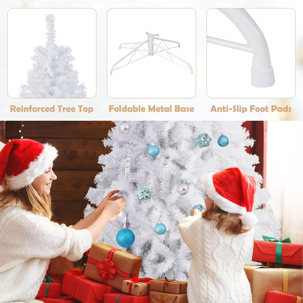 GOFLAME 9FT White Christmas Tree, Artificial Hinged Christmas Tree with 2132 ...