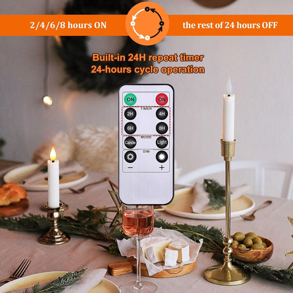 IMAGE 3.8 Inch Flameless Taper Candles with Remote, 12 Pack Battery Operated ...