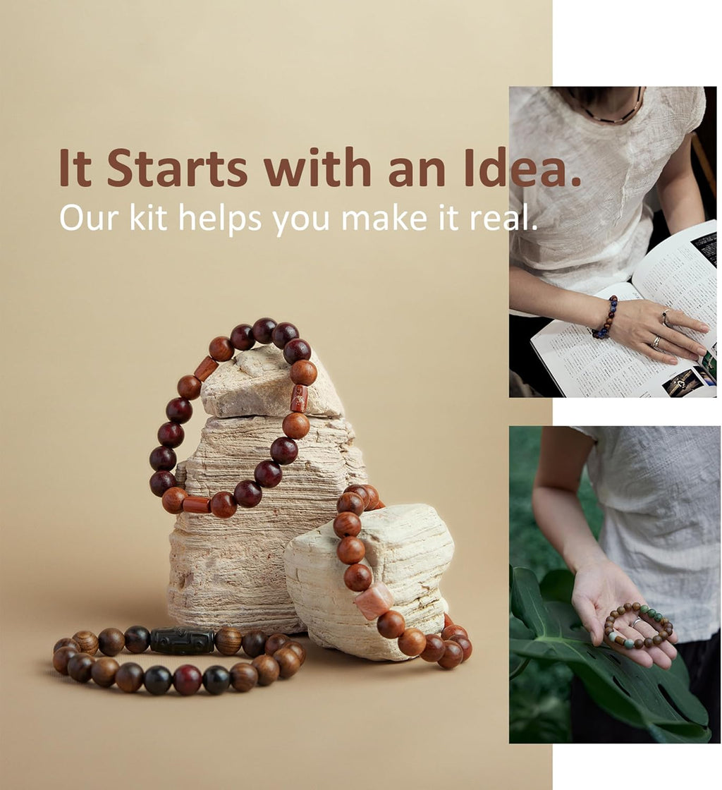 geezon navis diy bracelet making kit natural wooden, front angle view