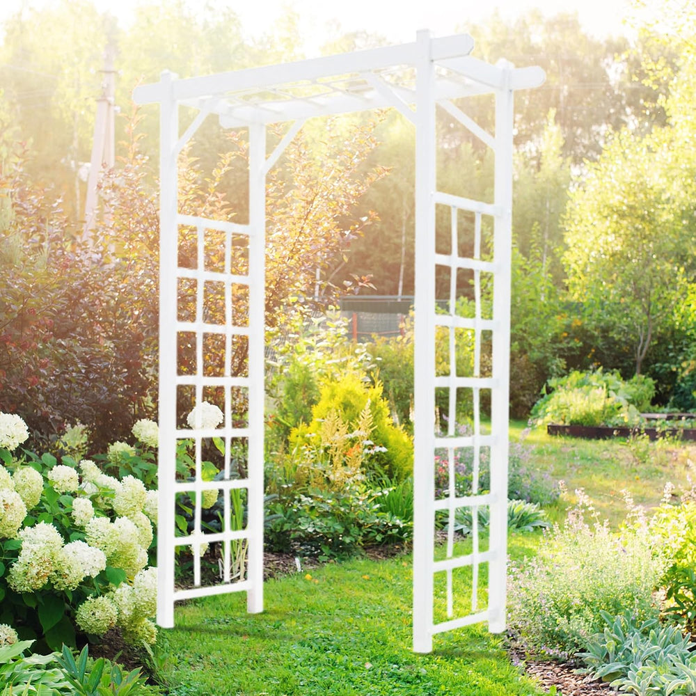 Dura-Trel Elmwood Garden Arbor Vinyl Archway, 57" x 85", White