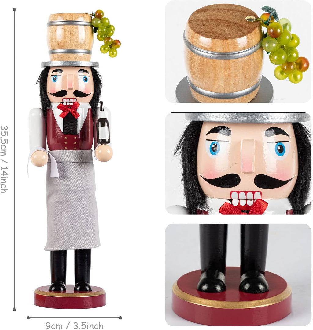 ki store wooden nutcracker figure wine maker nutcrackers, front angle view