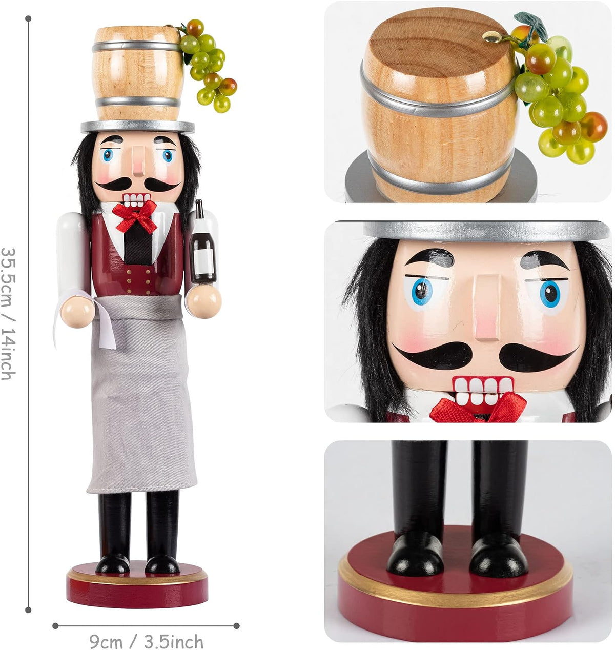 ki store wooden nutcracker figure wine maker nutcrackers, front angle view