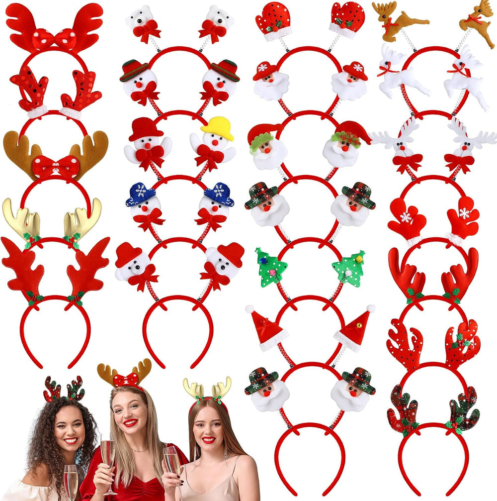 Lyrow 100 Pcs Christmas Headbands Xmas Party Costume Headbands Favors Tree/sn...