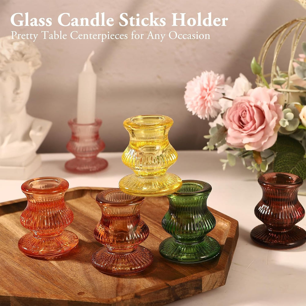 Glass Candlestick Holders -18 Pack Tapered Candle Holder Decor Bulk