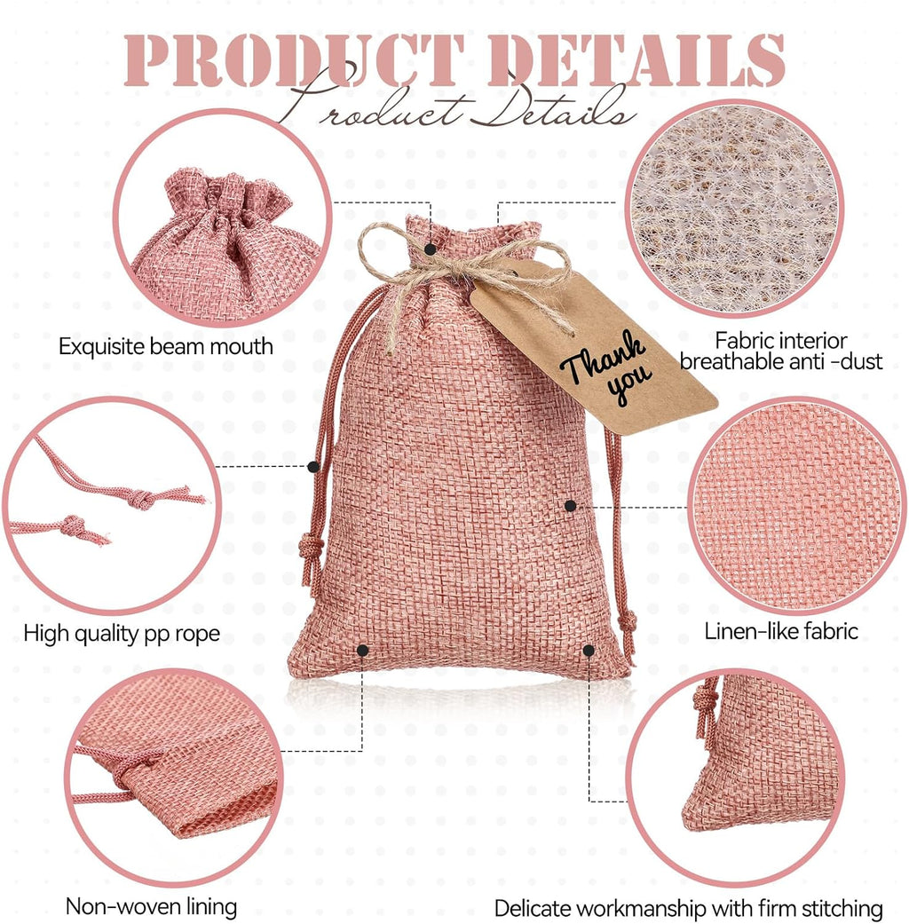 woanger 100 pcs drawstring burlap gift bags 4x6'' shown in use