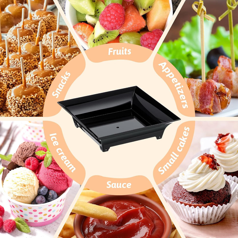 500 Pcs Mini Appetizer Plates Bulk 1 oz 2.4" Dessert Plate, Black