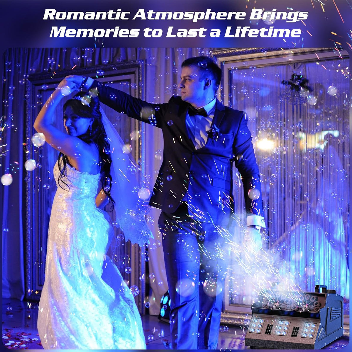 2000w fog machine, 3 in 1 fog bubble, front angle view