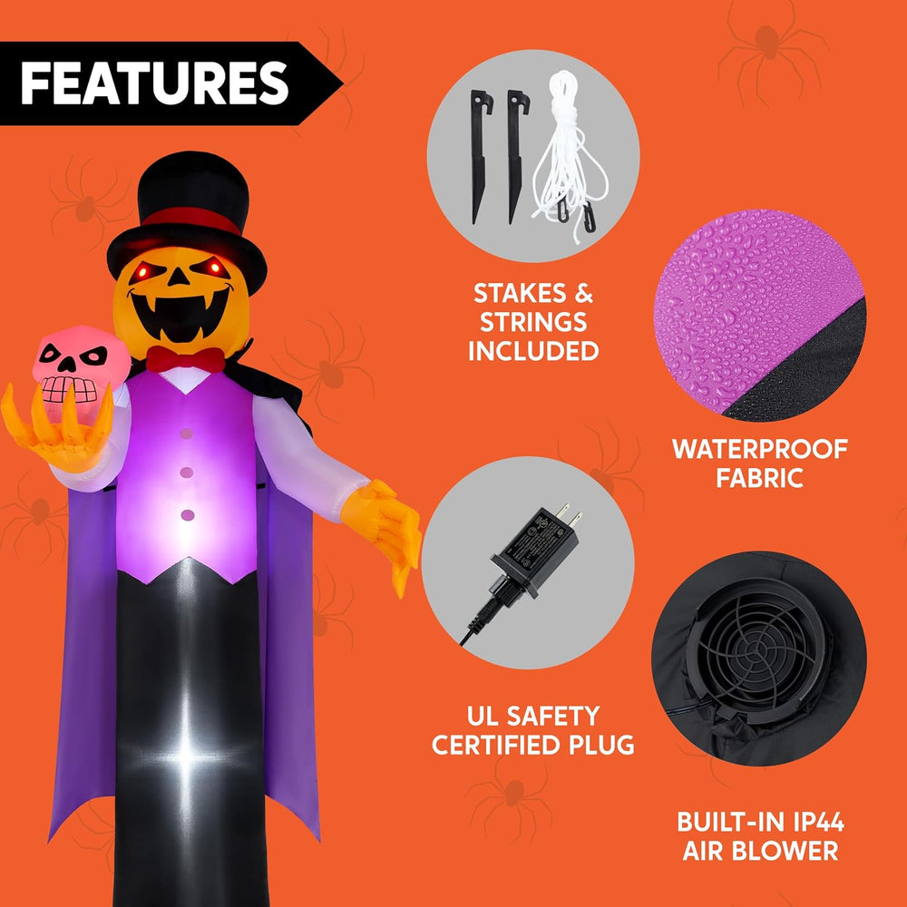 Joiedomi 12FT Giant Halloween Inflatable Pumpkin Ghost Vampire with Skull, Ha...