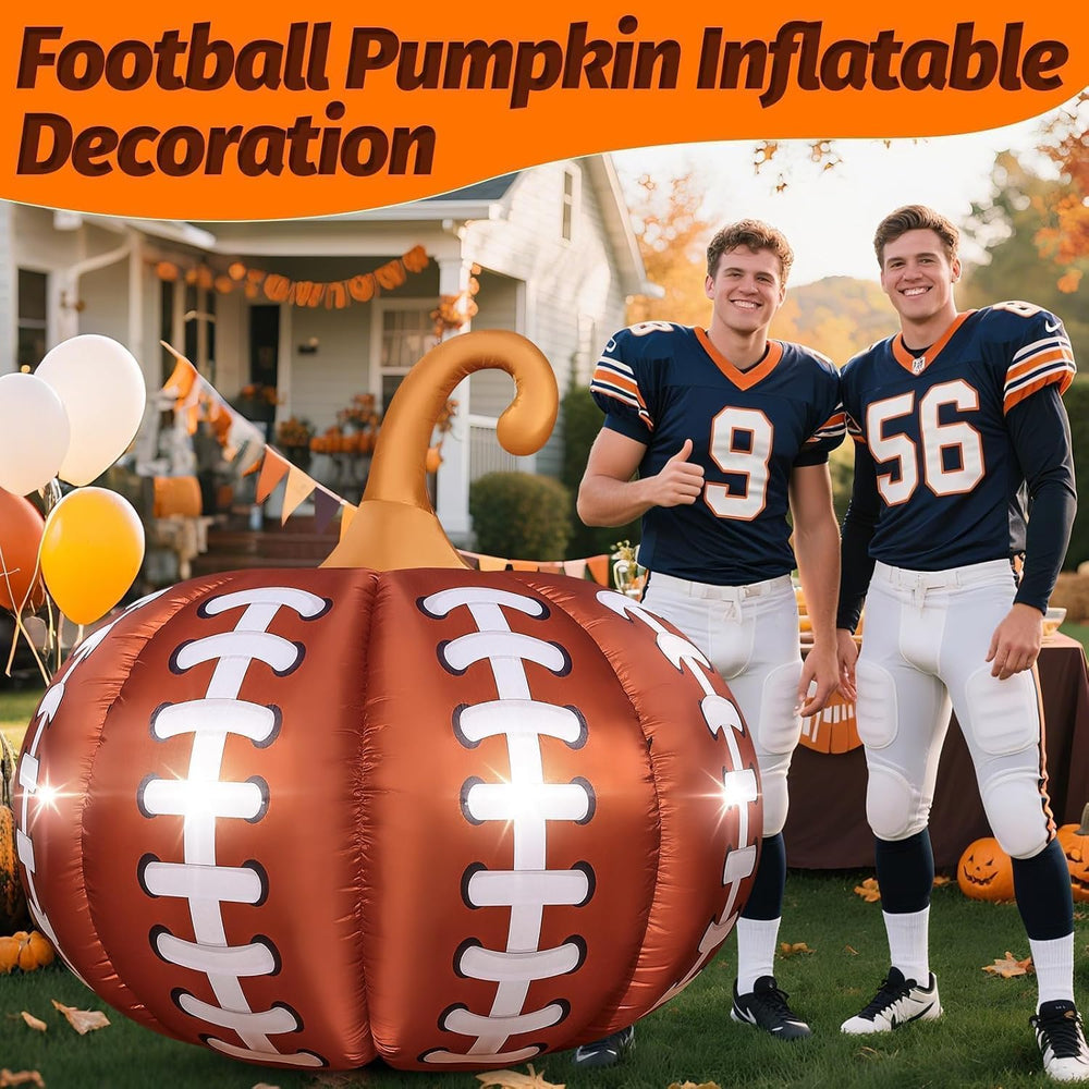 4.6FT Thanksgiving Inflatable Football Pumpkin Outdoor Decoration Giant Fall ...