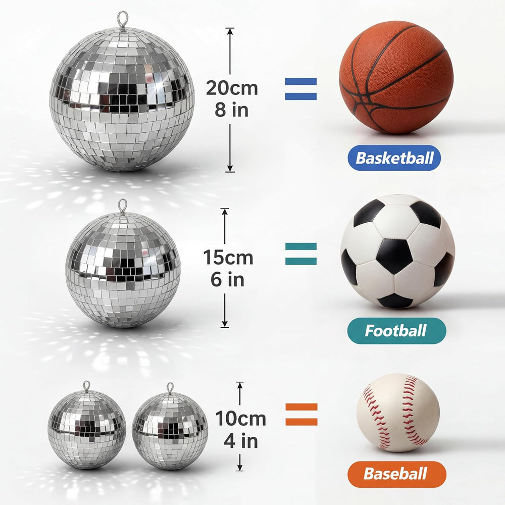 Haull 8 PCS Large Disco Ball Set, 8'', 6'', 4''