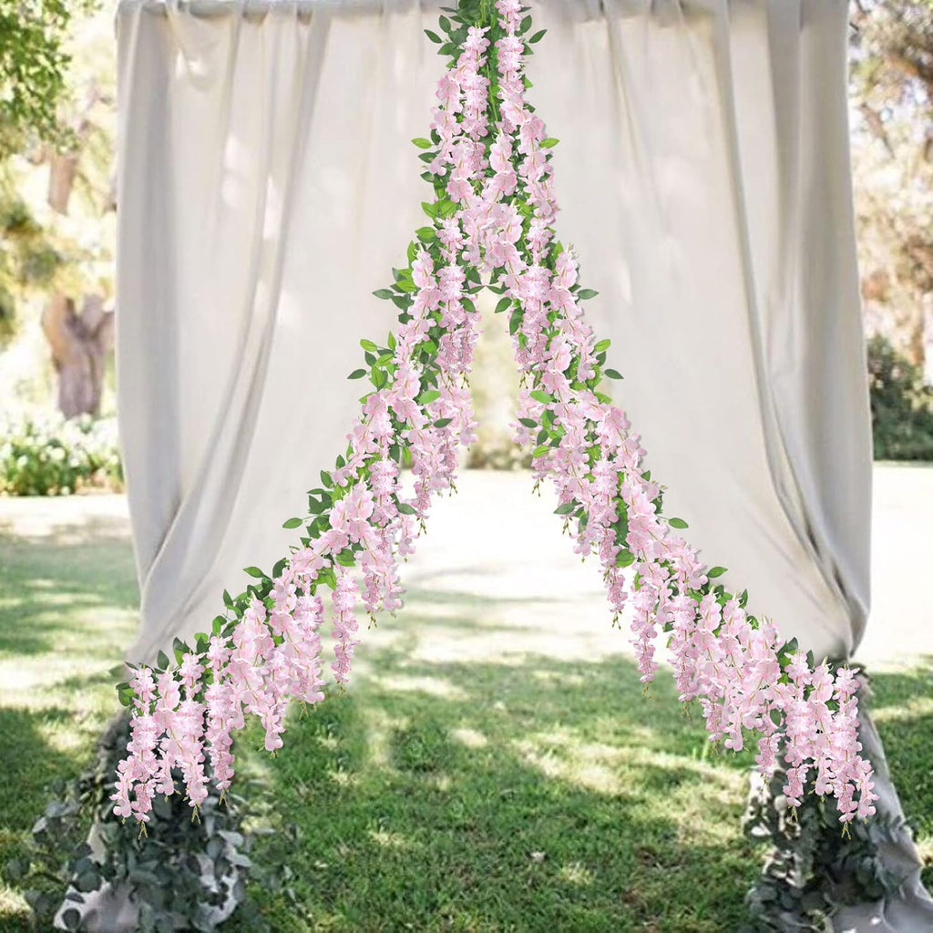 U'Artlines 10Pcs 7.2 Ft/Piece Artificial Wisteria Garland Pink