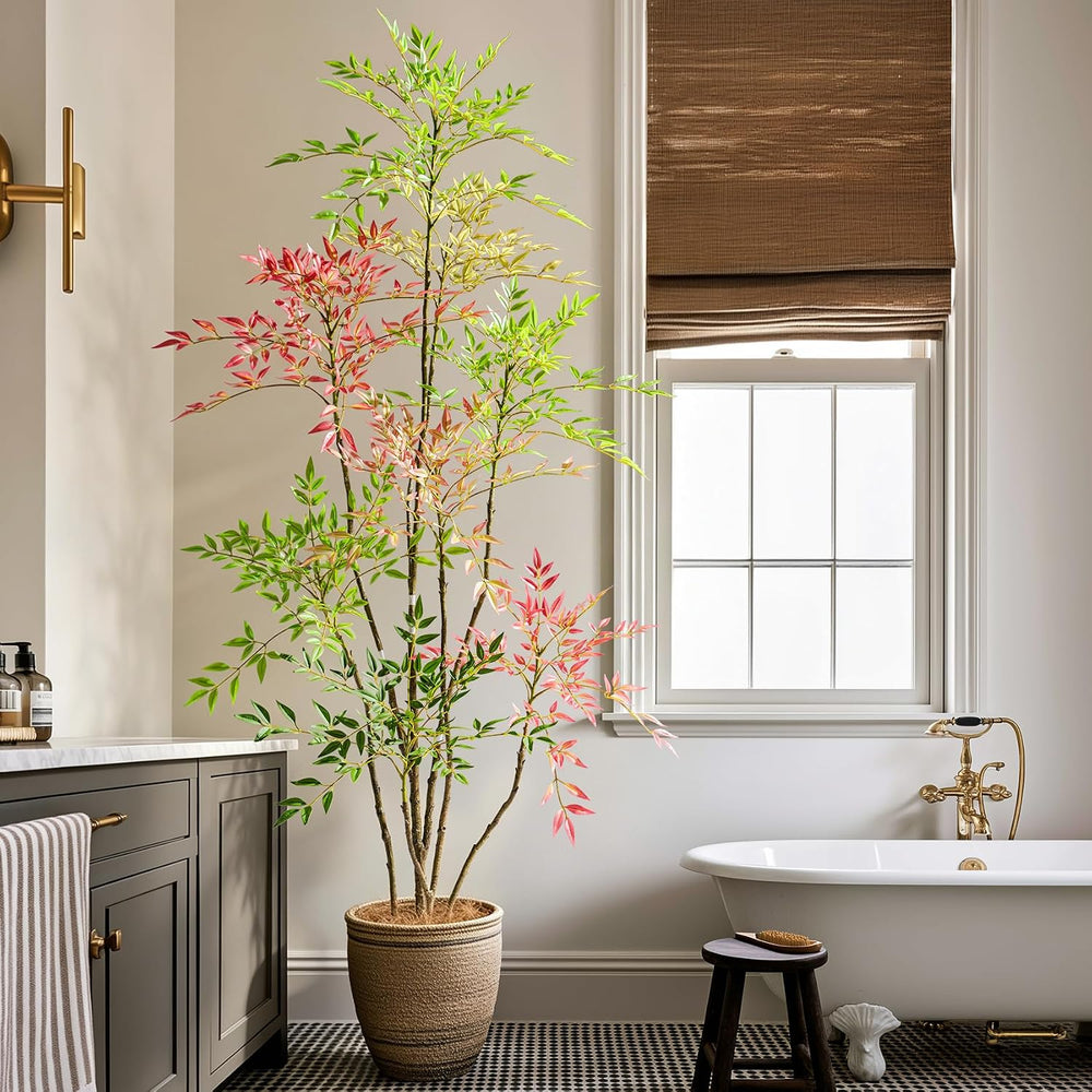 6.5ft Faux Bamboo Tree Artificial Nandina Tree Artificial Indoor Plants Reali...