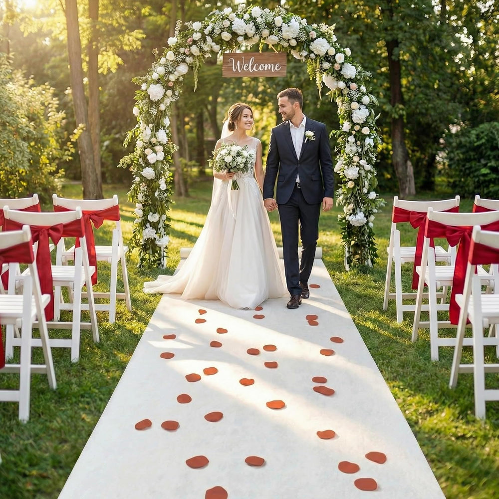 Elegant White Wedding Aisle Runner - 100 ft x 36" (1 Count) | Perfect fo...