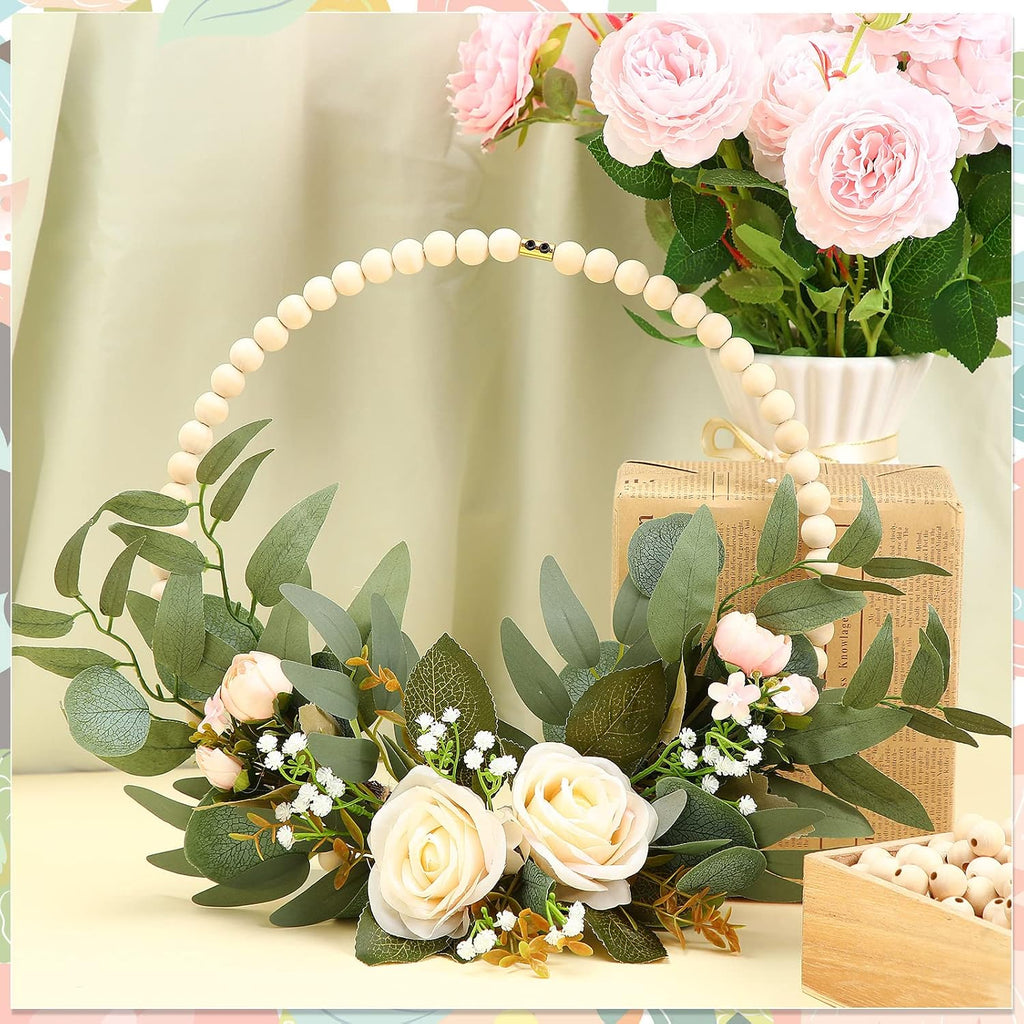 huquary 10 sets wood bead wreath 12 inch showing dimensions