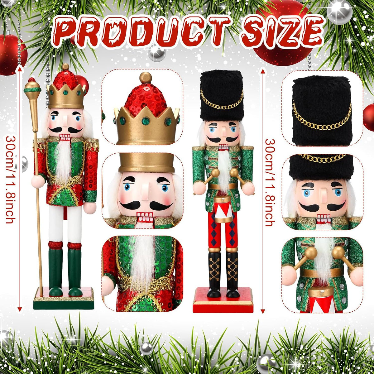 suzile 4 pcs 12 inch christmas wooden nutcracker shown in use