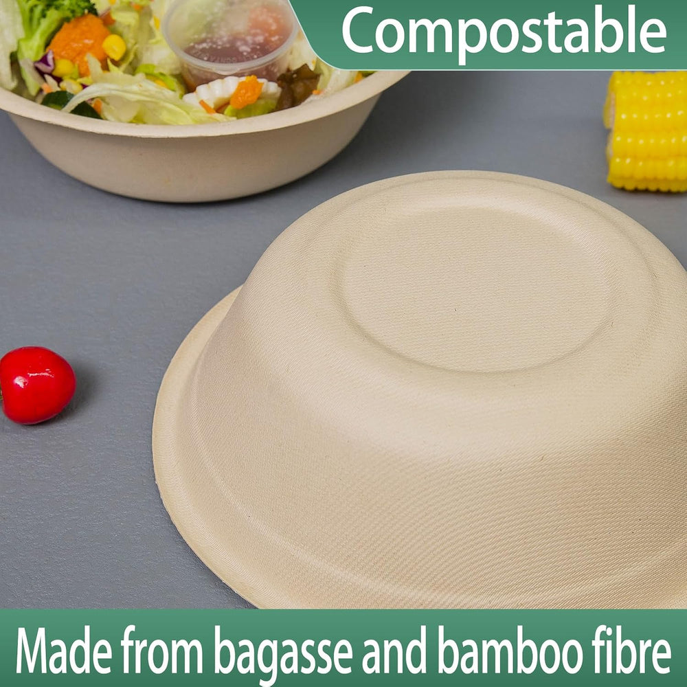 32oz Disposable Salad Bowls 150Pack, Big Paper Bowls, Large, Heavy-Duty, Eco-...