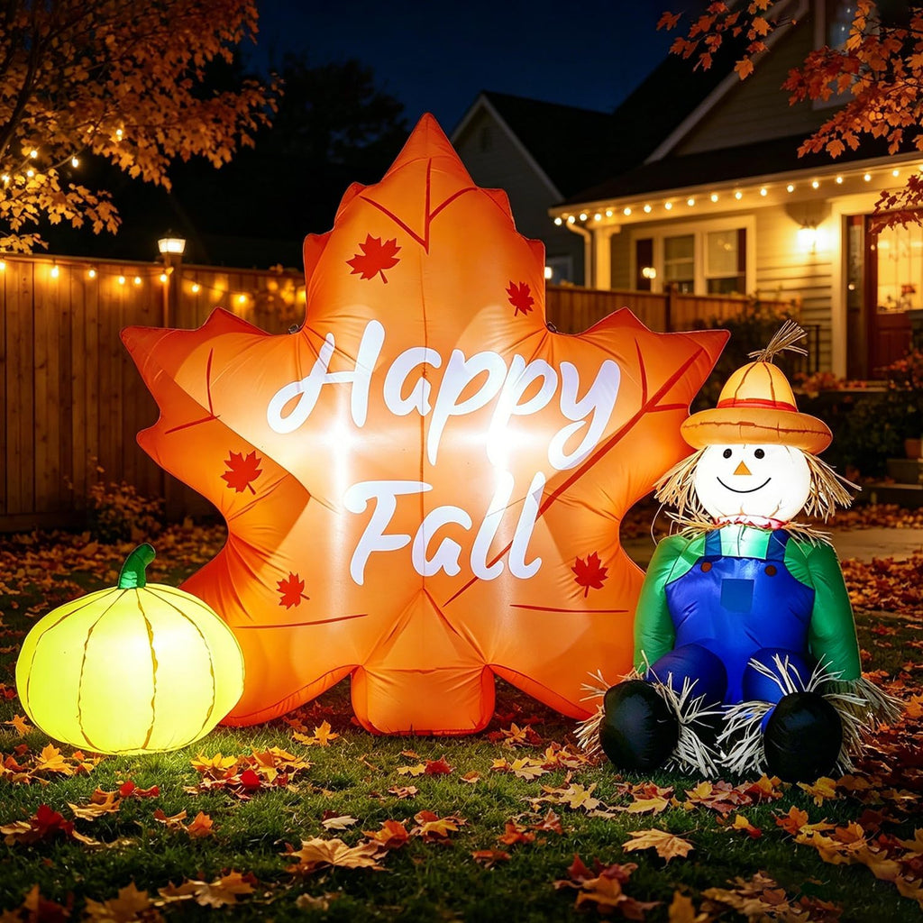 domkom 6 ft fall inflatable outdoor decoration, happy showing dimensions