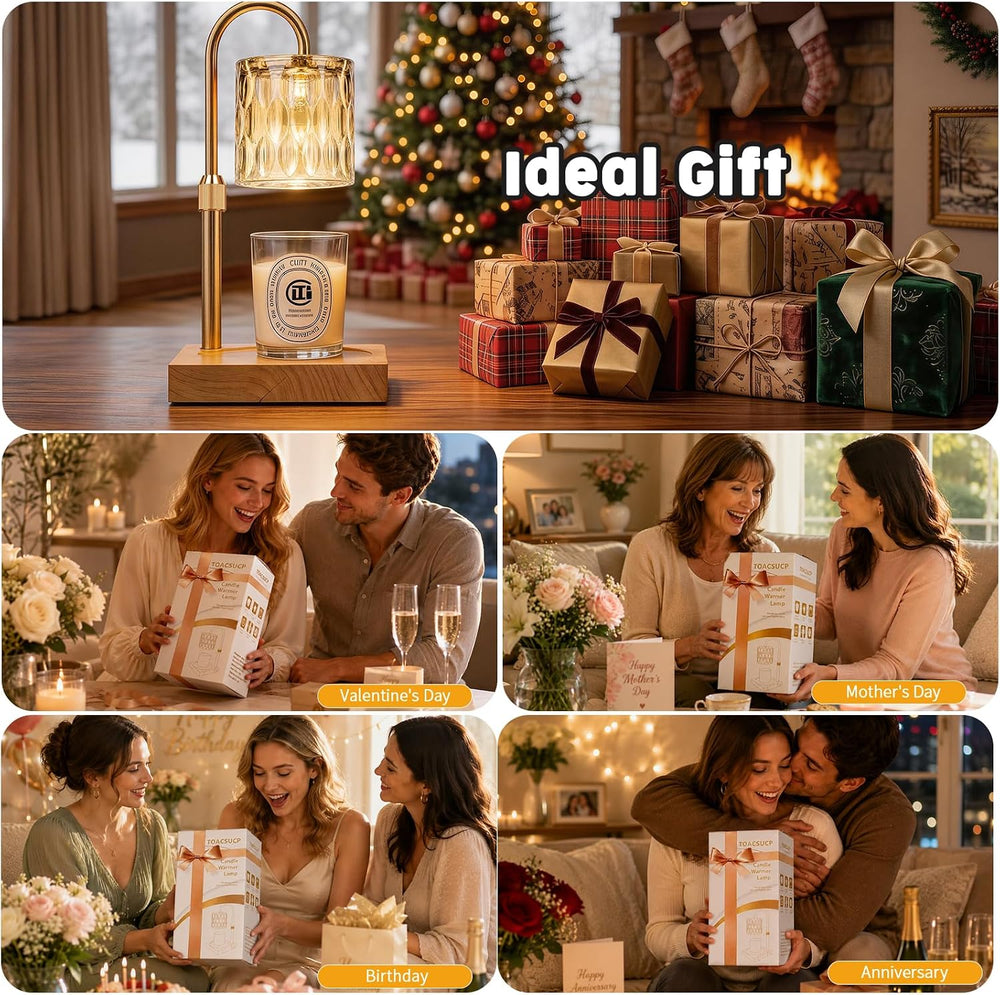 TOACSUCP Candle Warmer Lamp with 3 Bulbs, Adjustable Height Dimmable Candle W...