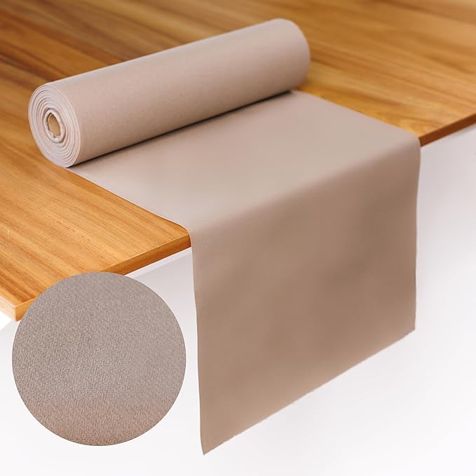 American Homestead Paper Table Runner Roll - 78 ft. Disposable Linen-Like Table Cover Roll - 20 Perforated Table Runners (16" x 48") for Parties, Weddings, and Events - Light Brown