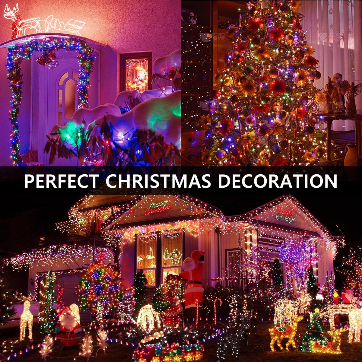 bhclight 50ft 1000led cluster christmas lights with remote showing dimensions