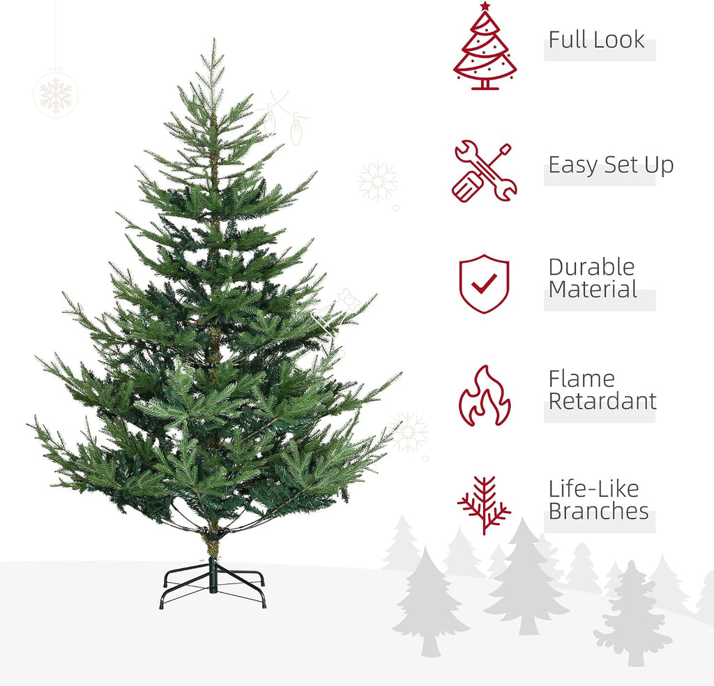 HOMCOM 6 Foot Artificial Christmas Tree, Nordic Pine, Green