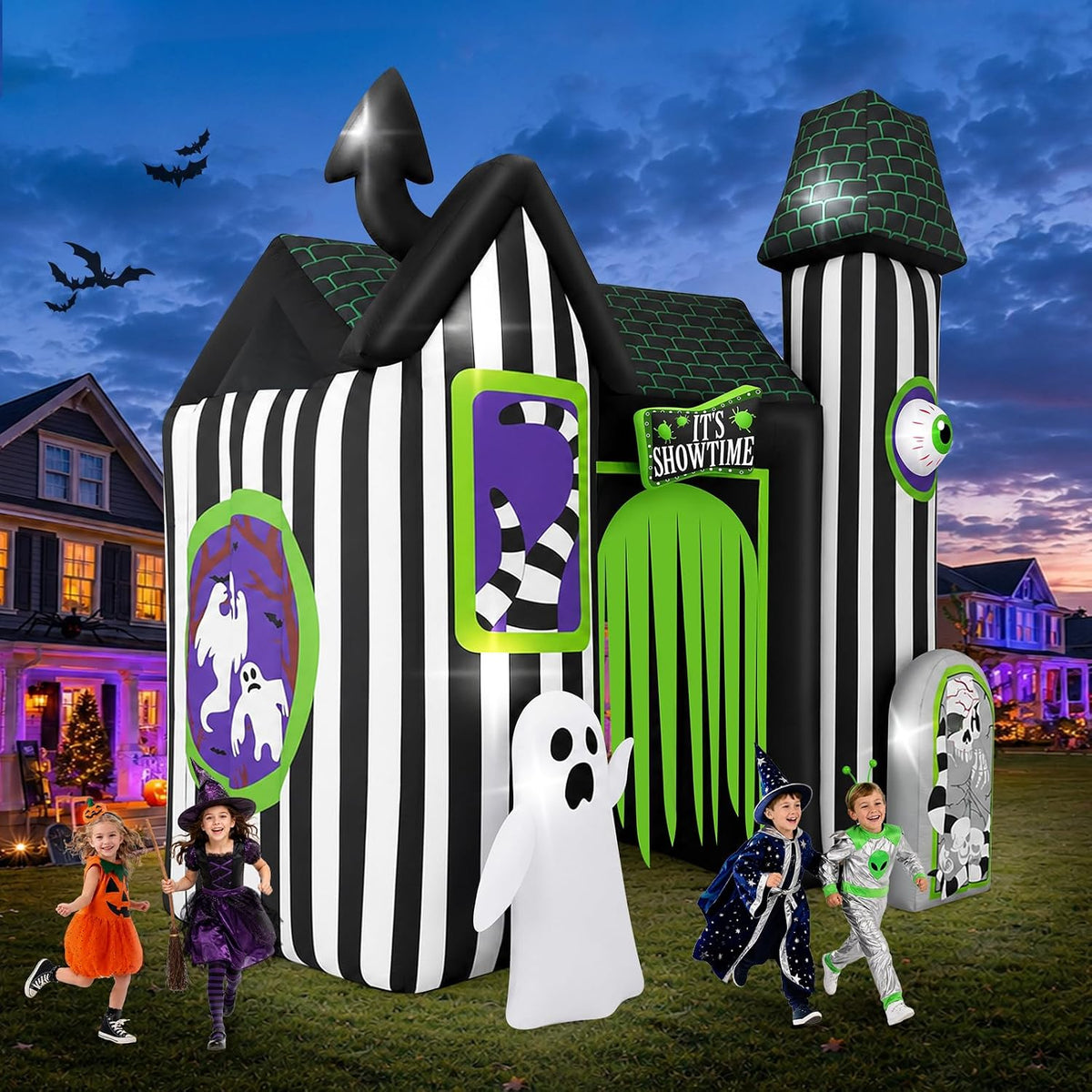 Kalolary 12FT Halloween Inflatable Arch Giant Haunted House Inflatable Tunnel