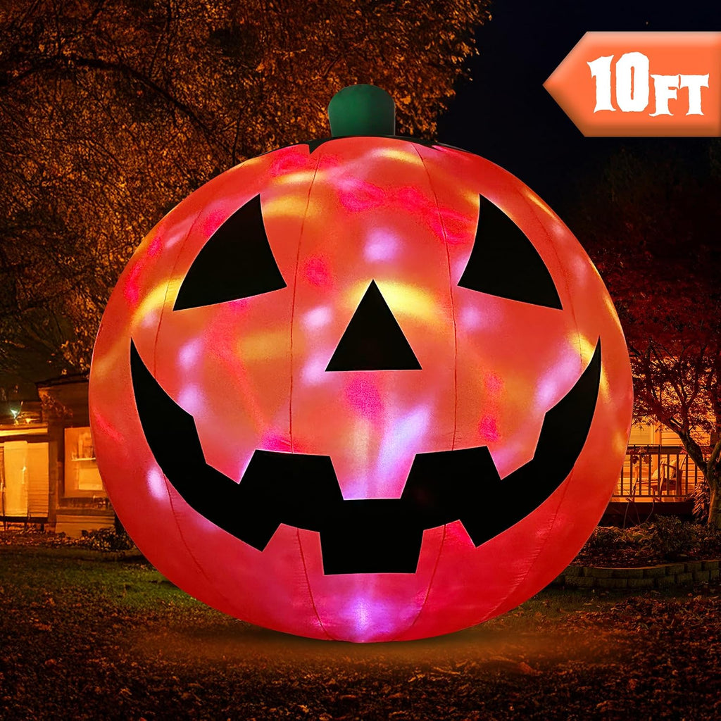 zpisf 10 ft halloween inflatables giant pumpkin outdoor shown in use