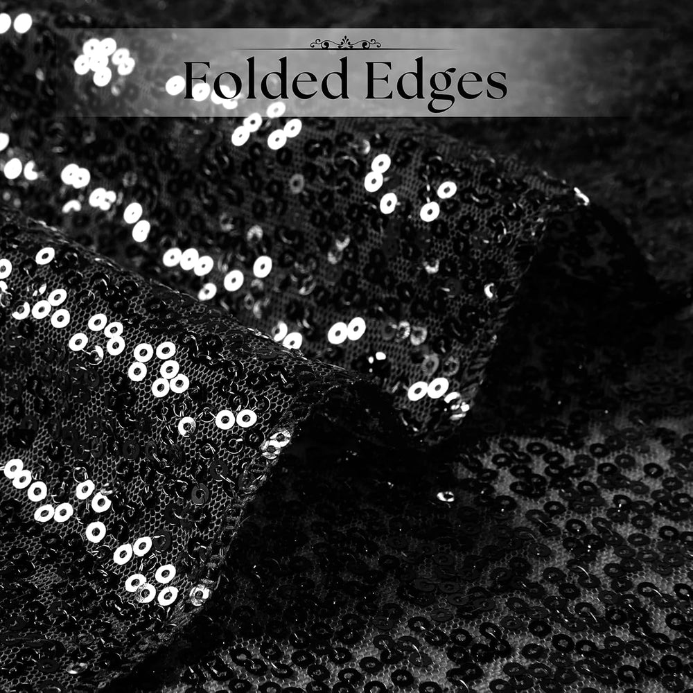 Aormenzy 12 Pack Black Sequin Table Runner 12" x 72"