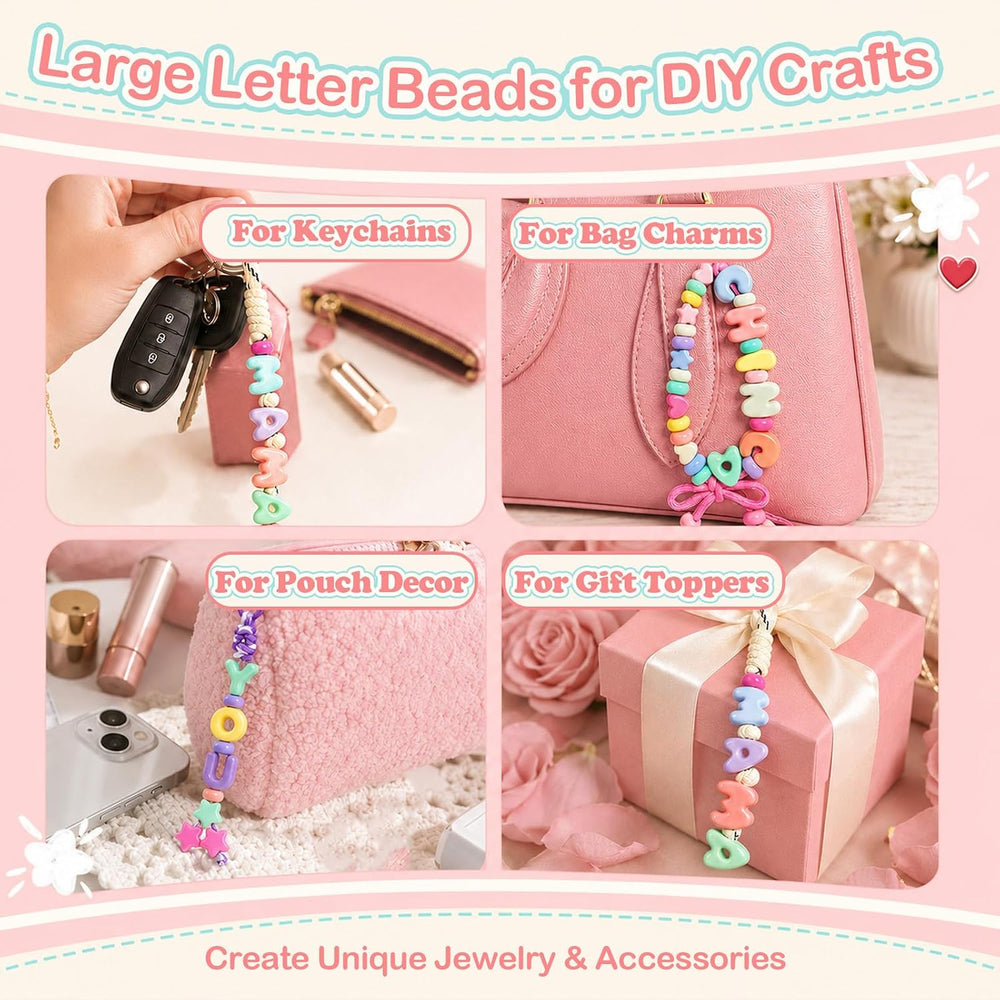 420Pcs Chunky Large Letter Beads DIY Keychain & Bracelet Making Kit