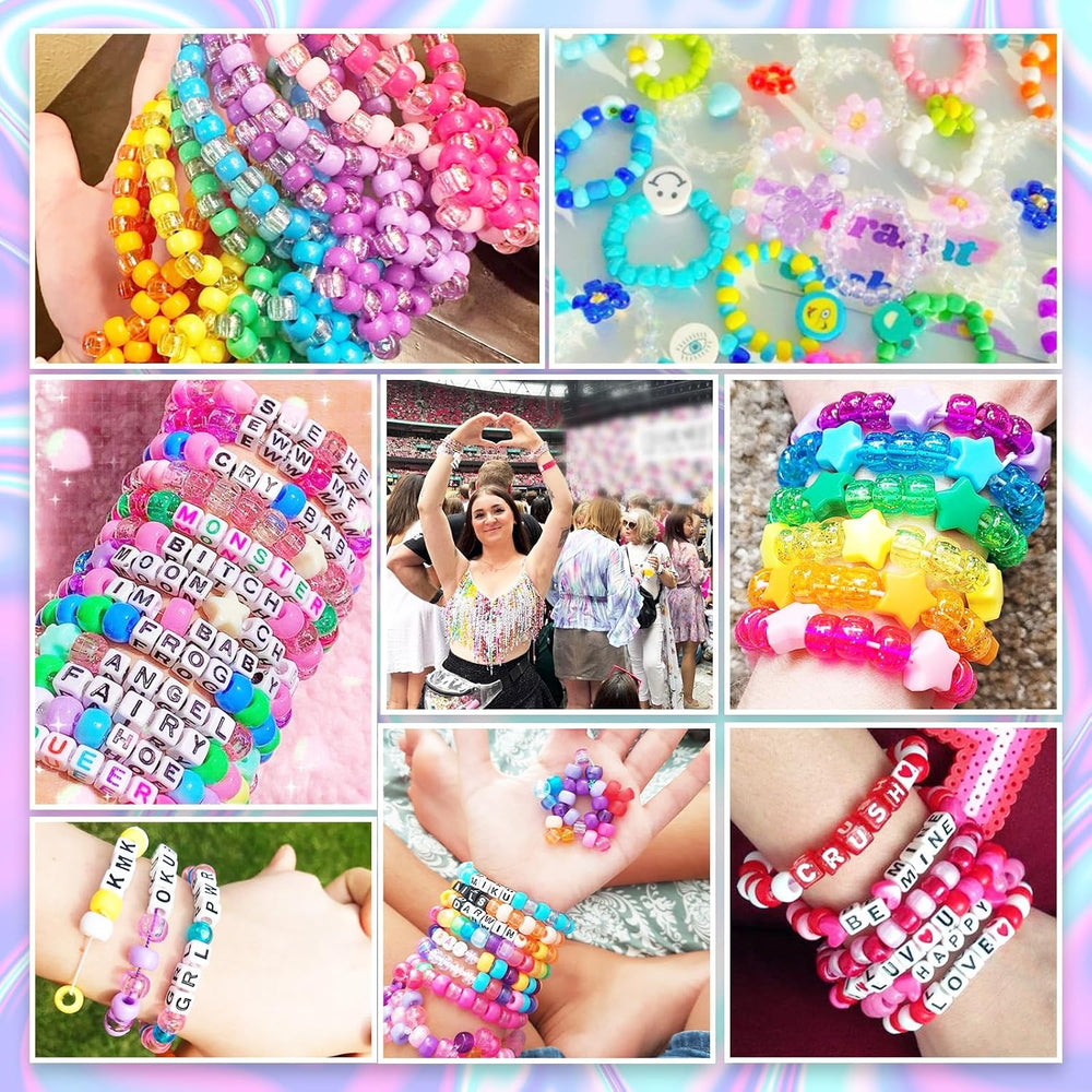 Dowsabel 6 Boxes 120 Colors Pony Beads Bracelet Making Kit, Beads for Jeweley...