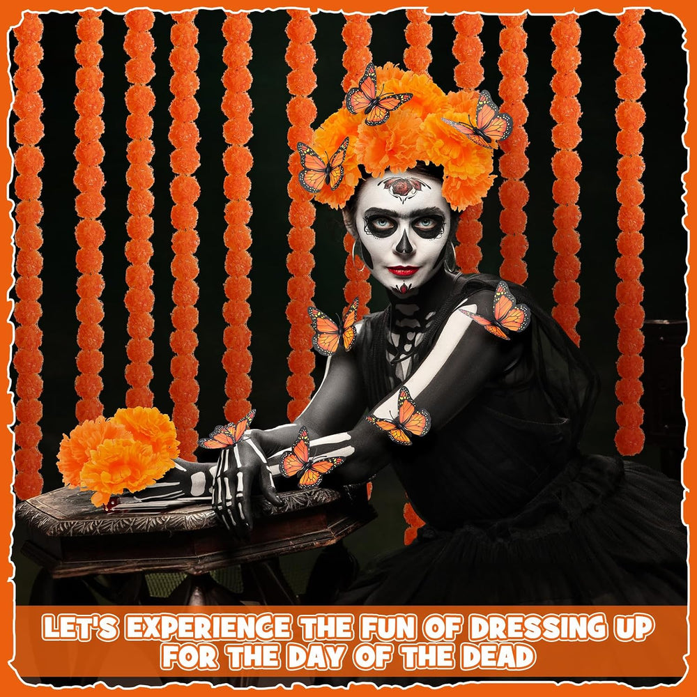 Yunsailing 96 Pcs Day of The Dead Artificial Marigold Set Diwali Decoration