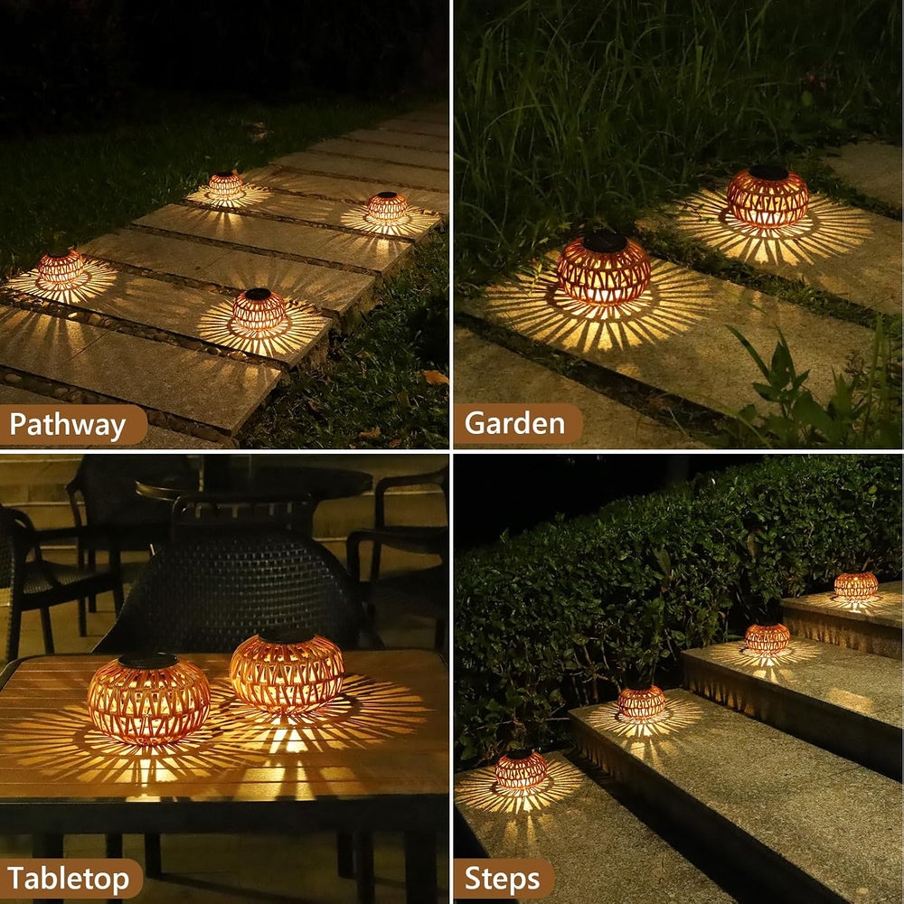 2 Pack Solar Lanterns Outdoor Waterproof, Outdoor Table Lamp Decor, Rattan So...