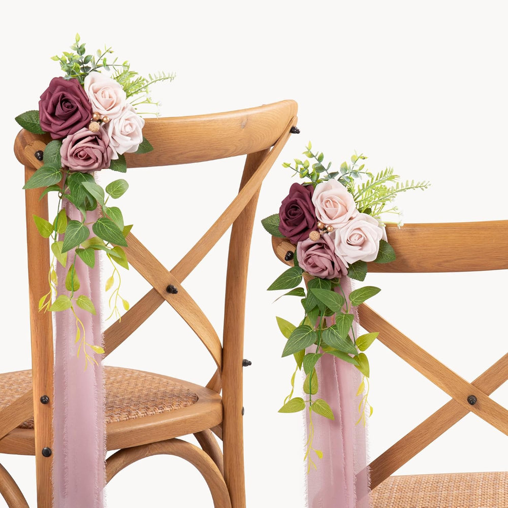 DORIS HOME Wedding Aisle Decorations Mauve Pew Flowers Set of 10