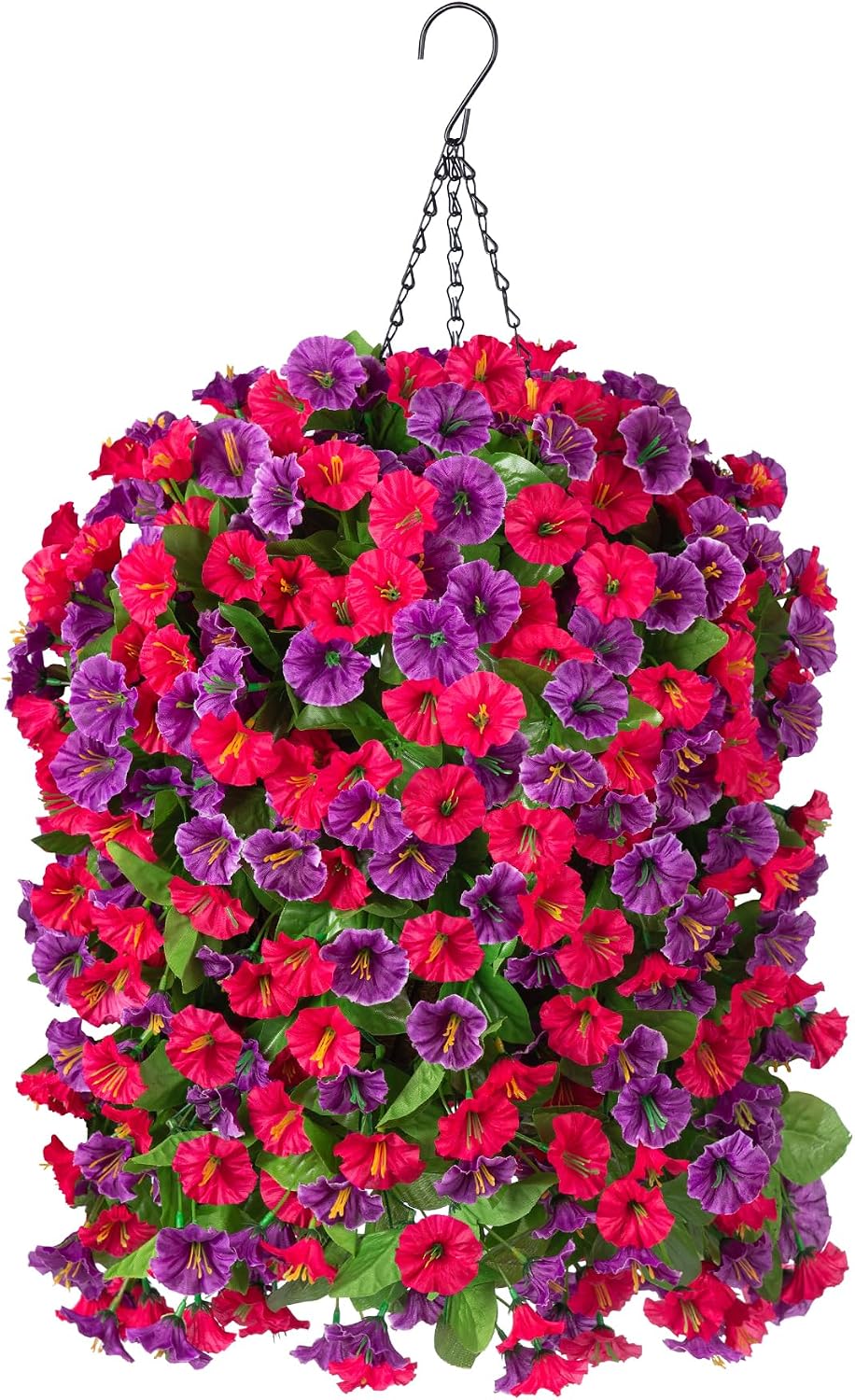 Artificial Flowers with Hanging Basket, Outdoor Faux Plants UV Resistant