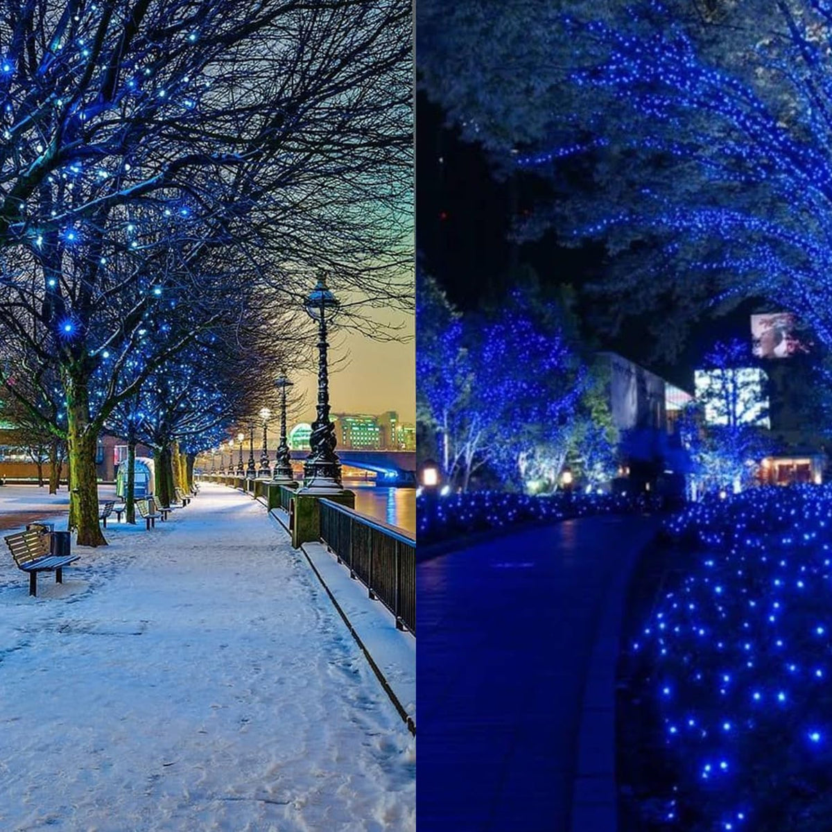 kaq 2pack 500led solar string lights outdoor waterproof, side view