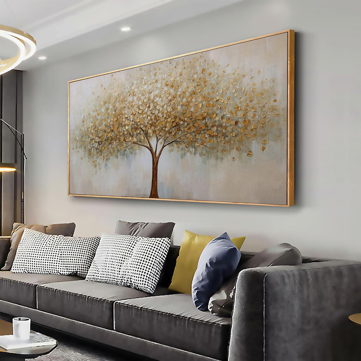Tree of Life Wall Art Abstract Framed Modern Artwork Canvas Painting Textured Tree Pictures Wall Decor Home Decor Wall Ready to Hang for Bedroom Living Room Size 20"x40"