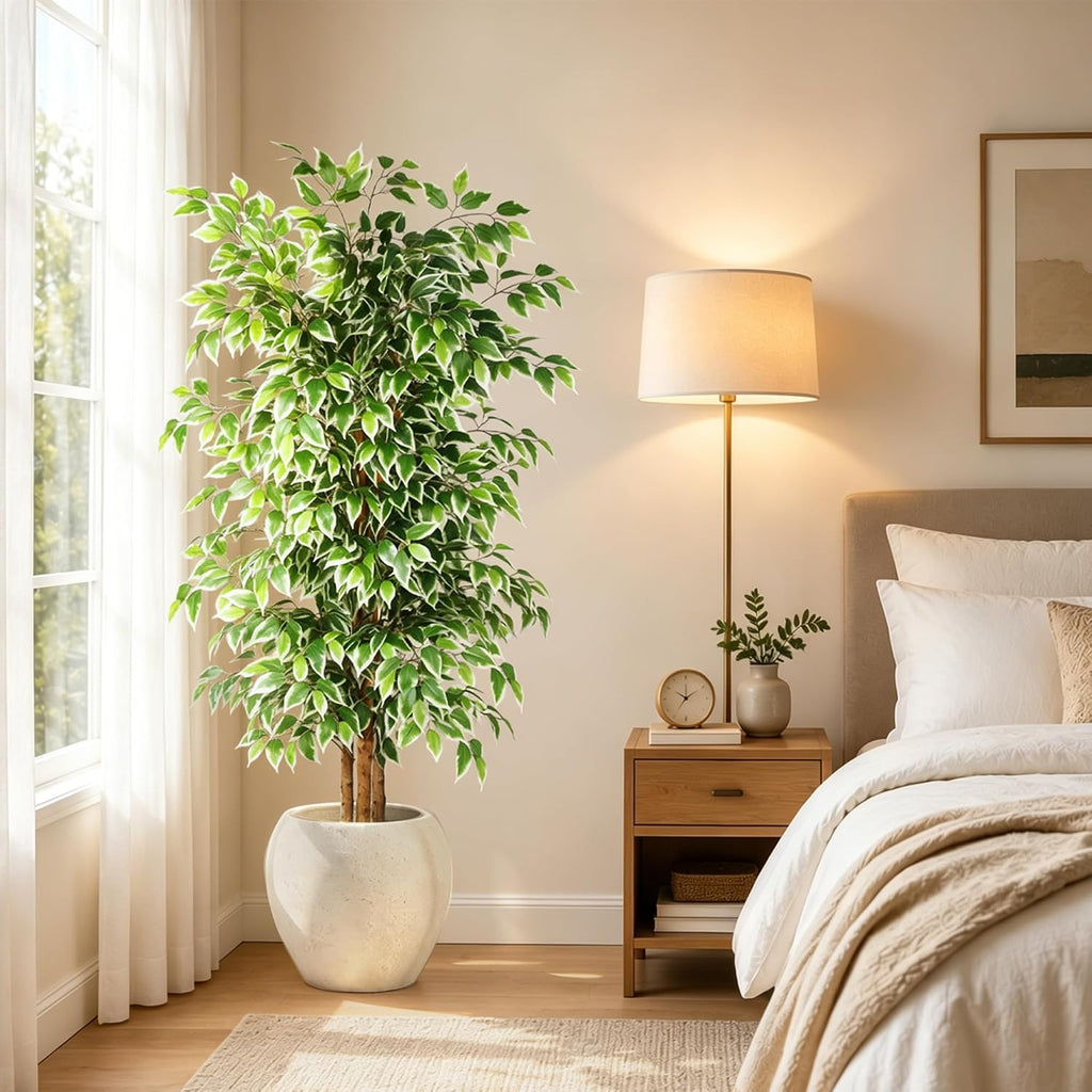 GTIDEA 6FT Artificial Ficus Tree with Real Wood Trunks, Faux Tree Indoor